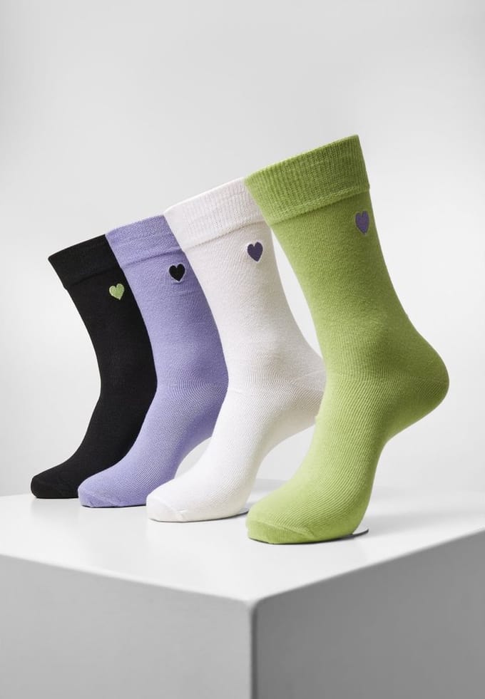 Urban Classics - Heart 4-pack Sokken - 35/38 - Multicolours