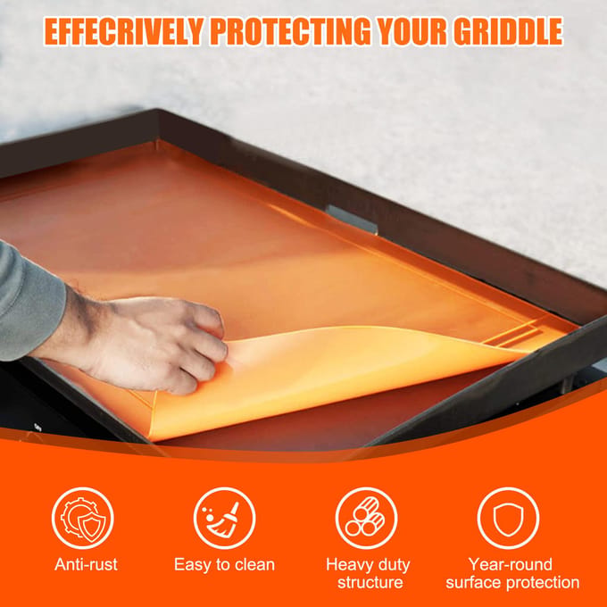 Tapis de plaque de cuisson de 36 pouces, Compatible avec les accessoires de plaque de cuisson Blackstone, en Silicone de qualité alimentaire, robuste orange