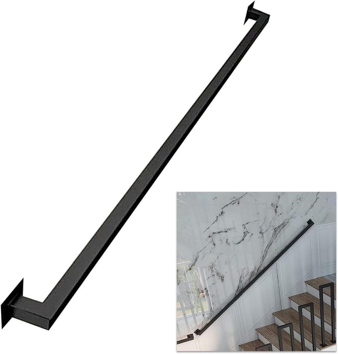 Trapleuning Metaal - Handgreep Smeedijzer - Veilig Traplopen - Stevig Duurzaam Ontwerp - 250cm - Zwart
