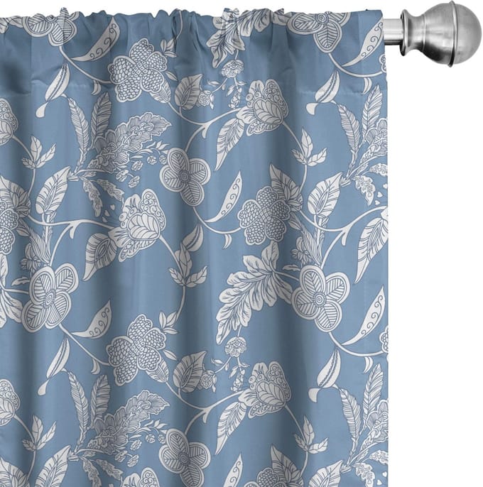 ABAKUHAUS Blauw-Wit voorhangen – 2x75x225 cm – microvezel – halfdonkerend