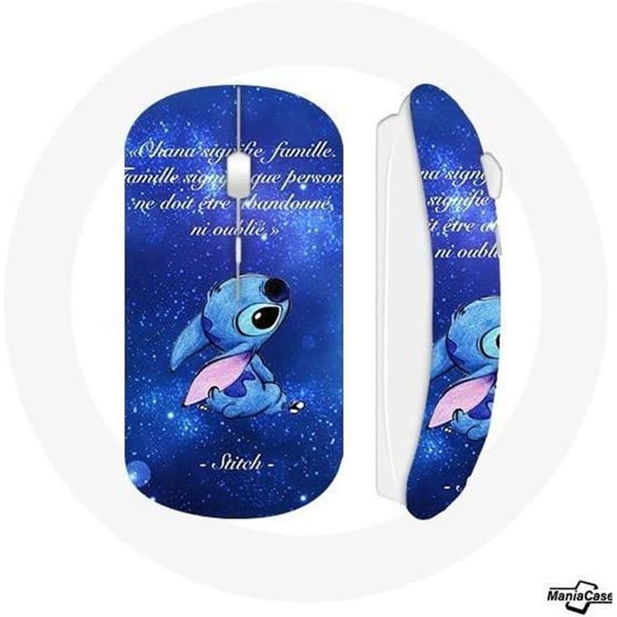 Draadloze Muis - Stitch - Ohana Citaat - Blauw - Wi-Fi USB-stick - Compatibel met Mac en PC