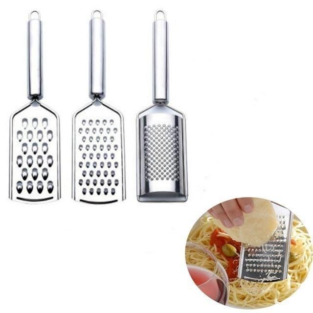 Râpe à fromage multifonctionnelle en acier inoxydable, raboteuse à fromage tranchante, couteau à copeaux de fromage Ginger Shredder argenté