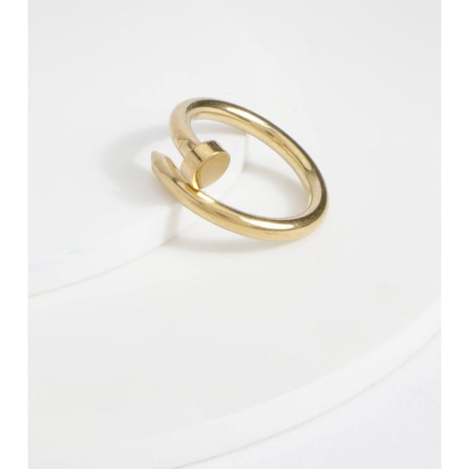 boohoo Dames Waterbestendige Ring met Schroefdetails | Goud | Maat: Medium/Large