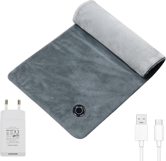 Verwarmingskussen - Warmtekussen Handwarmer - Lichaam Warm Houden - Drie Temperatuurstanden - USB Verwarming - Grijs