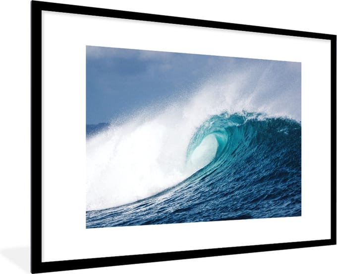 Fotolijst incl. Poster - Zee - Golf - Schuim - 120x80 cm - Posterlijst