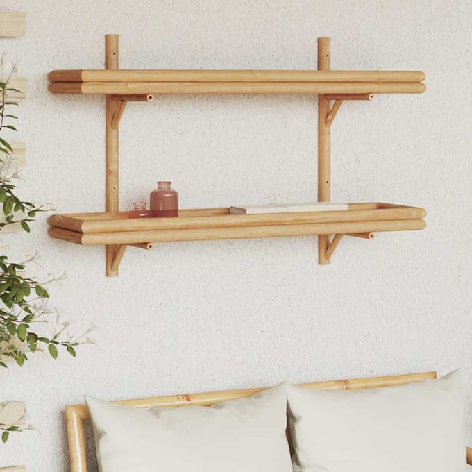 vidaXL - Wandplank - Muurmontage - Bruin - 100 - x - 26 - x - 60 - cm - Bamboe