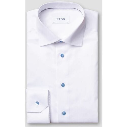 Eton Overhemd Uni Signature Twill Contrast Buttons Wit / male