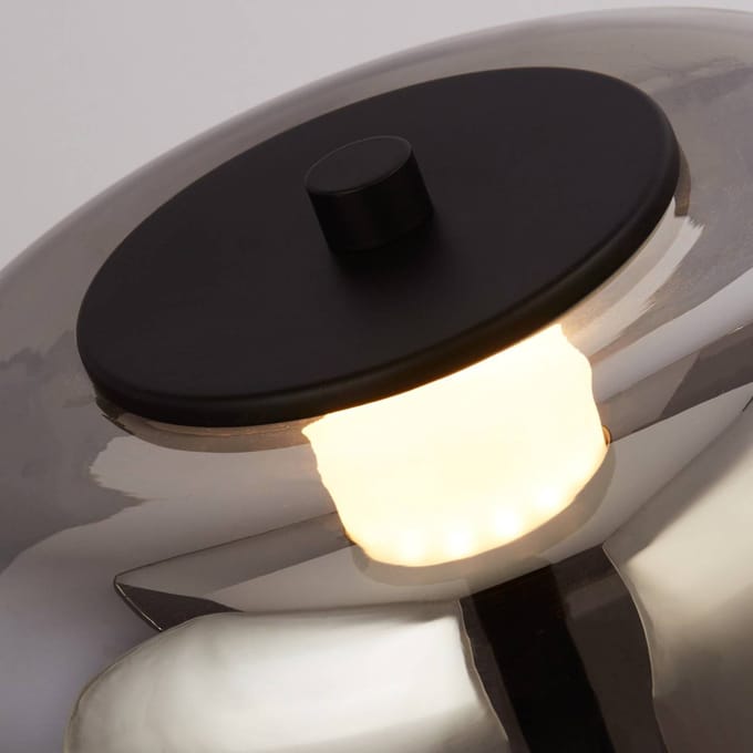 Searchlight LED vloerlamp Frisbee met glazen kap