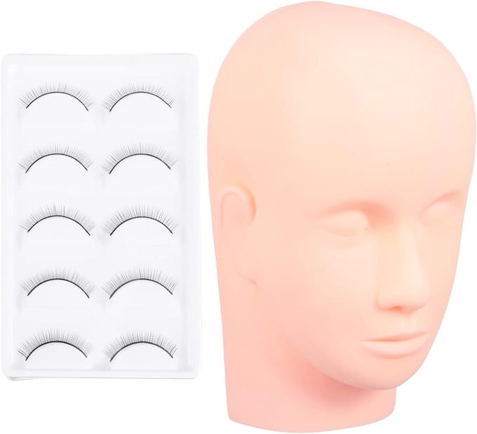 Oefenhoofd voor Wimperextensions - Mannequin Hoofd voor Make-up Training met Oogschaduw en Wimperaccessoires