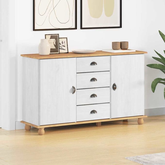 vidaXL - Dressoir - met - lade - ASKIM - 133,5 - x - 40 - x - 79 - cm - Massief - grenenhout