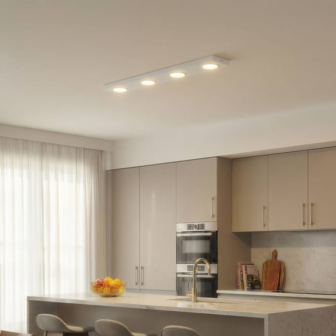 SIGMA Plafondlamp Hero, wit, 4-lamps, 75 x 12 cm, metaal, GX53
