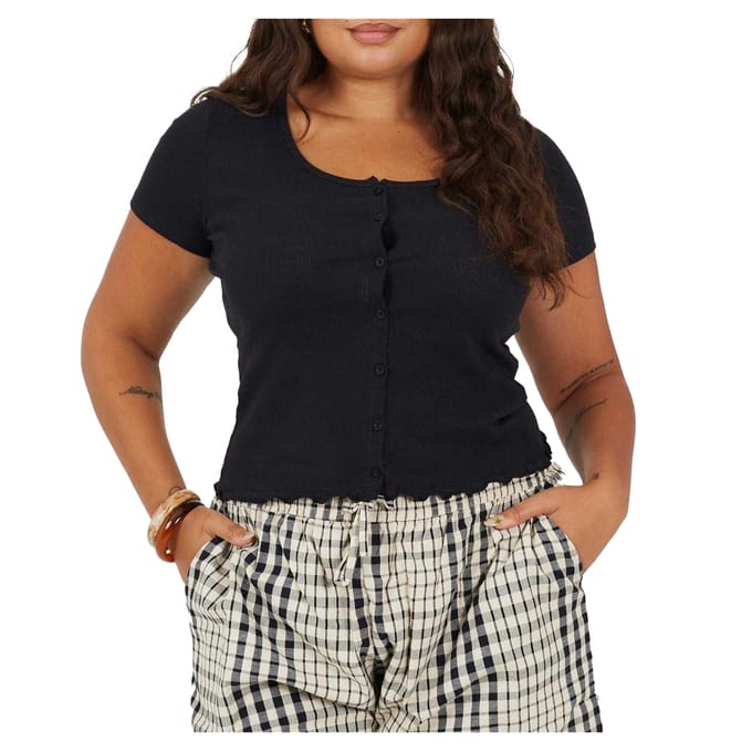 Brave Soul Dames/Dames Geribd Plus T-shirt (Zwart)