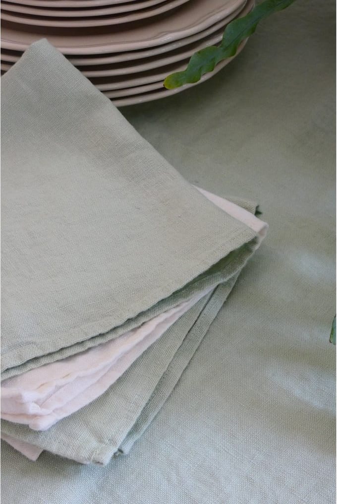 Servetten | Emma - Gewassen Linnen - Strijkvrij & Krimpvrij - Light Green - 42x42 cm - Set van 4 - Pimlico