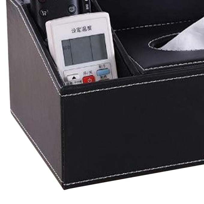 Multifunctionele Tissuebox Zwart Meerdere Compartimenten Duurzaam PU Leer Rechthoekige Tissuebox gray
