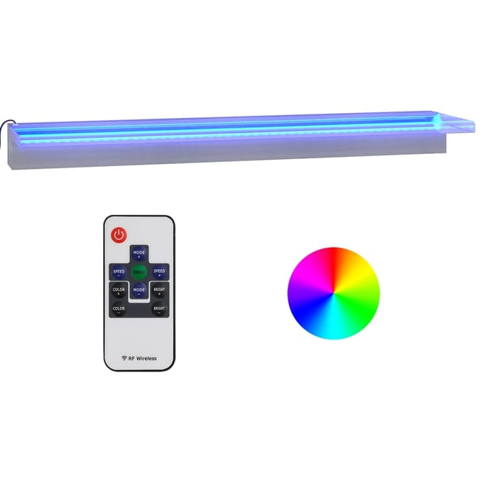 vidaXL - Watervaloverlaat - met - RGB - LED's - 90 - cm - roestvrij - staal