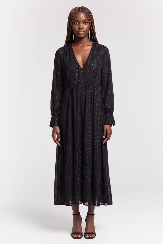 ARKET Gili Flock Dot Dress Black Taglia: 40 | Maxi abiti Outlet | Donna | Nero