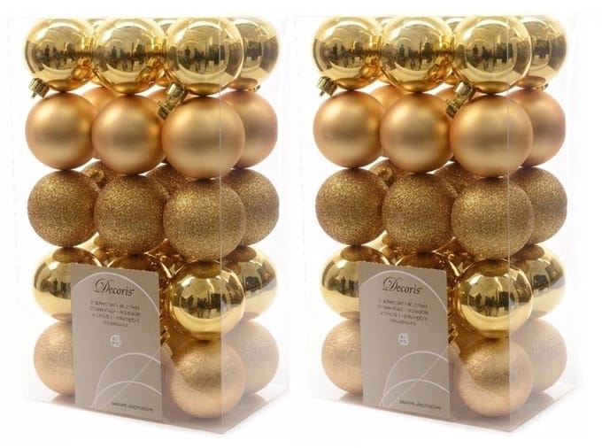Decoris kerstballen - 60x st - goud - D6 cm - kunststof - kerstversiering