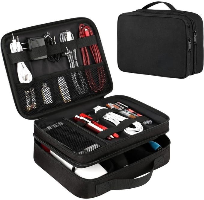SCH® Kabel Organiser Tas - Organizer Tas - Zwart- 27cm x 20cm x 9cm