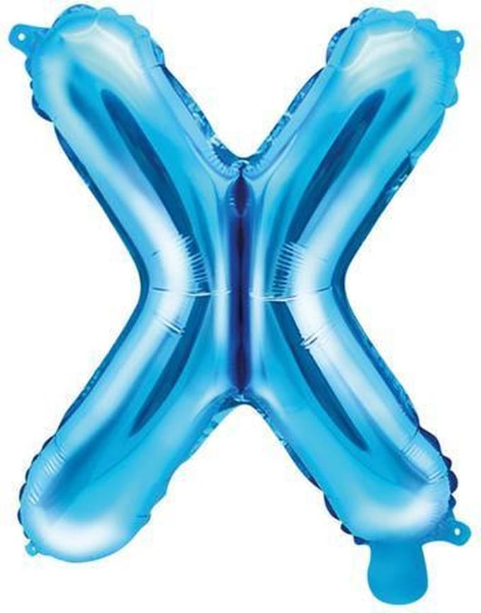 Folieballon Licht Blauw Letter 'X' - 35cm