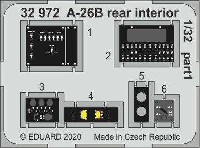 Eduard Modelbouwdecoratie - 32972 Accessoires for A-26B Rear Interior Photo-etch