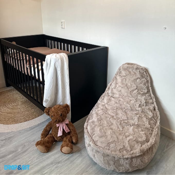 Drop & Sit Stoel Zitzak Bont - Zitzakfauteuil - Woonkamerzitzak - Beige - Junior - Voor Binnen