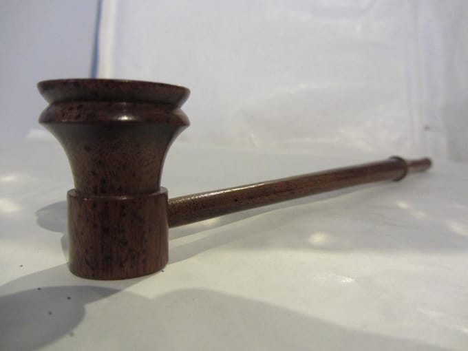 Sadhu Split Carved Long Wooden Pipe 20 cm