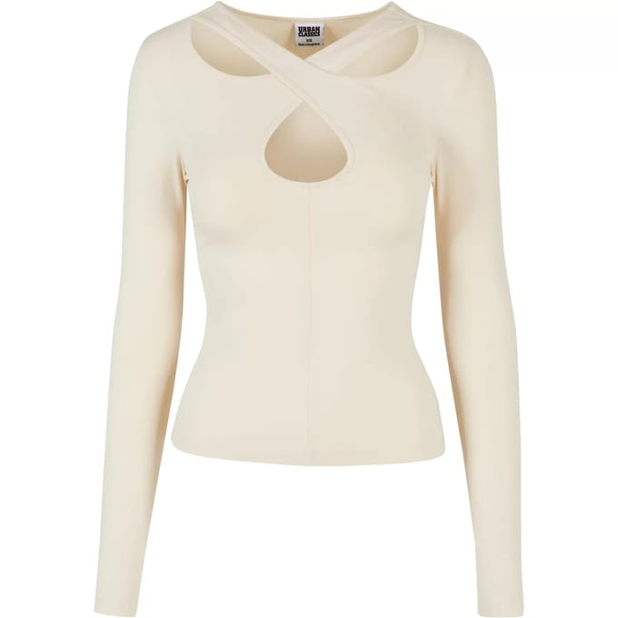 Urban Classics - Crossed Cut Out Longsleeve top - L - Ivoorkleurig