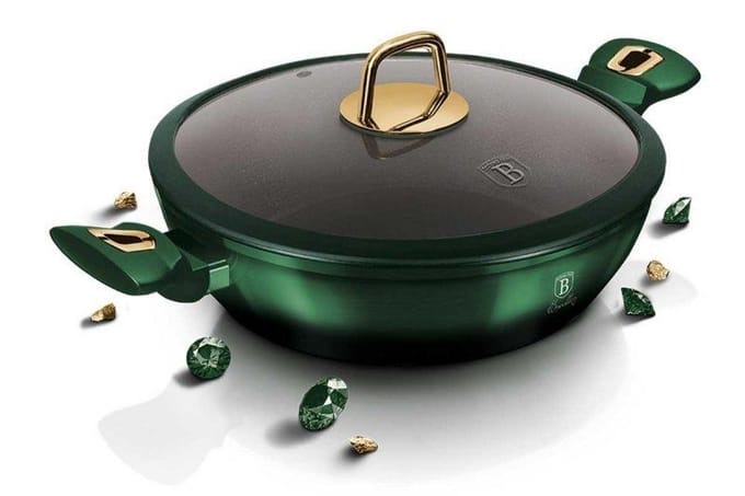 Berlinger Haus 6060 - Lage Braadpan met titanium coating - 28 cm - met deksel - Emerald Collection