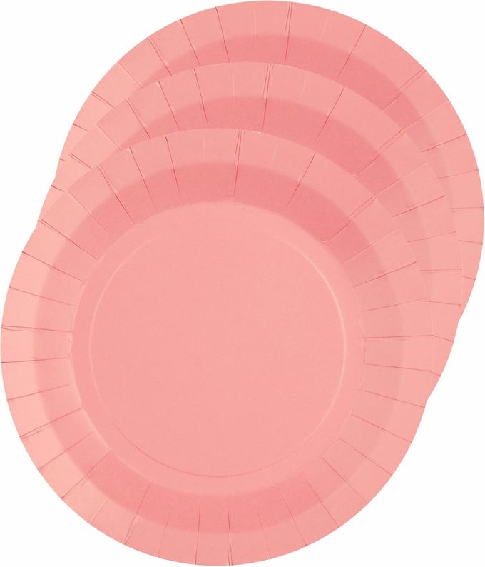 Santex Feest gebaksbordjes - roze - 20x - karton - 17 cm - rond - kartonnen feestbordjes