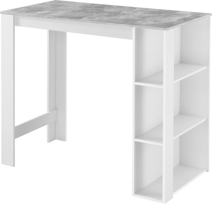 Bartafel Danderyd met 3 planken 120x60x105,5 wit en beton