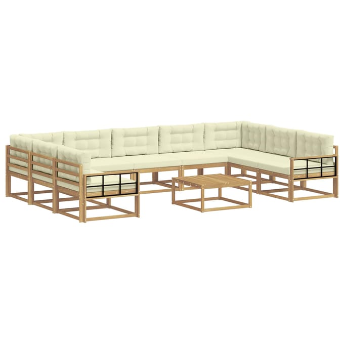 vidaXL - Buiten - bank - set - 10 - st - Wit - en - crèmekleurig