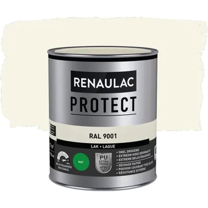 Renaulac Houtlak Protect - Mat - Crèmewit Ral 9001 - 750ml