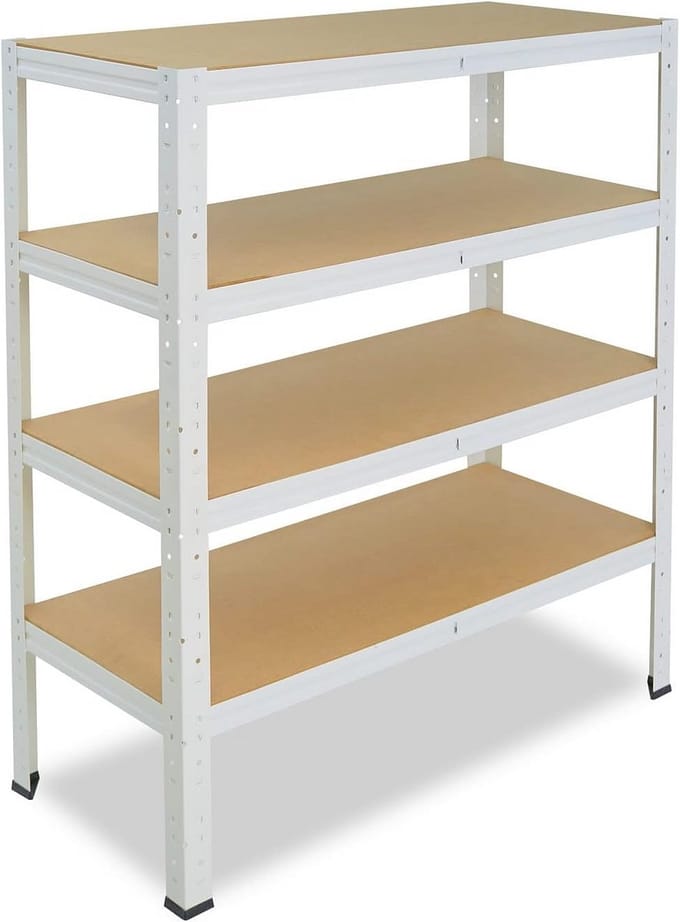 Metalen stellingkast wit 100x23x50 cm met 4 zware legborden