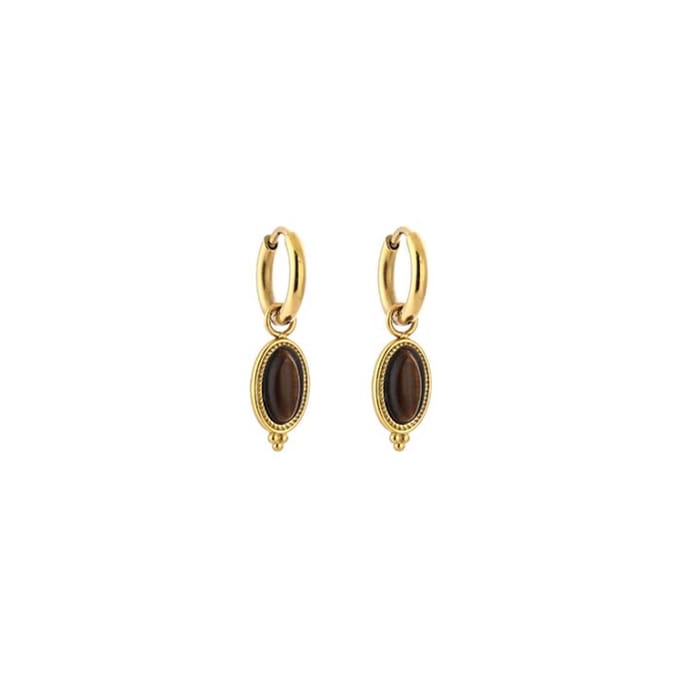 Bijoutheek Oorhangers Tribal Dots Tiger Eye