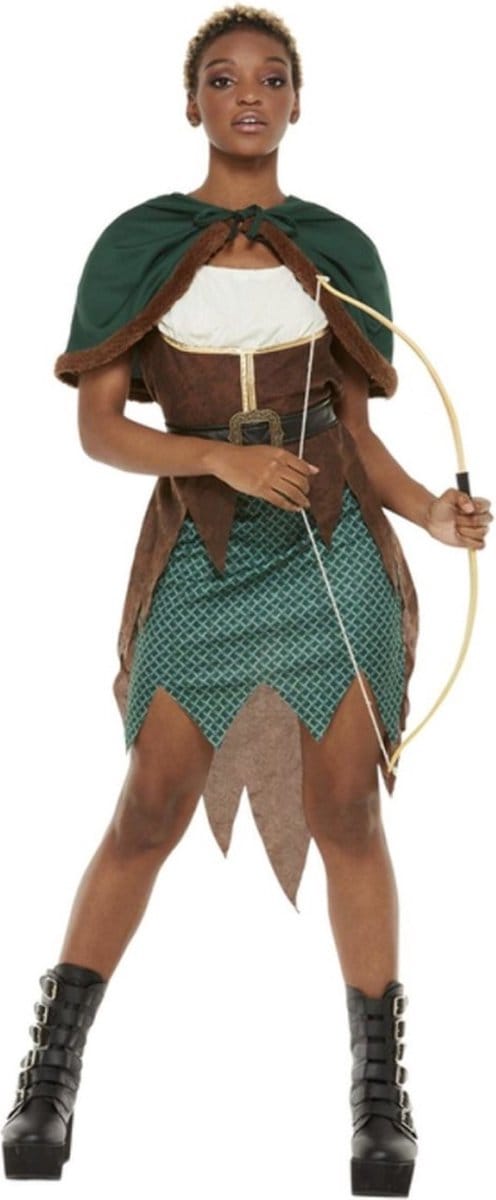 Smiffys - Deluxe Forest Archer Kostuum - M - Groen/Bruin