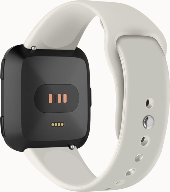 Siliconen bandje - geschikt voor Fitbit Versa / Versa 2 - maat M/L - abrikoos-grijs