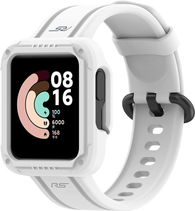 By Qubix - Siliconen sportband met case - Wit - Geschikt voor Xiaomi Redmi Watch 2 (Lite)