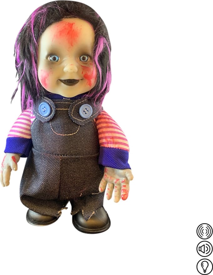 Fjesta© Lopende horror pop - Geluidssensor - Spijker paars - 15cm