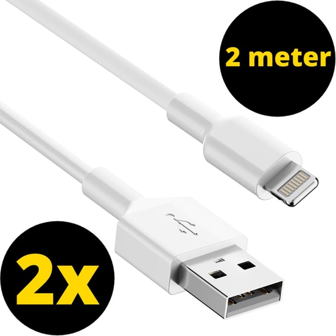 ThunderGold 2x Oplader kabel 2 meter geschikt voor iPhone - Kabel geschikt voor lightning - Oplaadkabel - USB kabel - Lader kabel