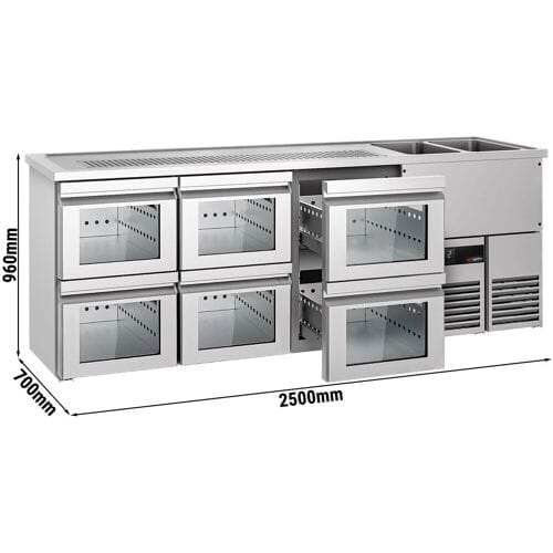 GGM Gastro Bierkoeling PREMIUM - 2500x700mm - 6 laden & 1 lade zilver