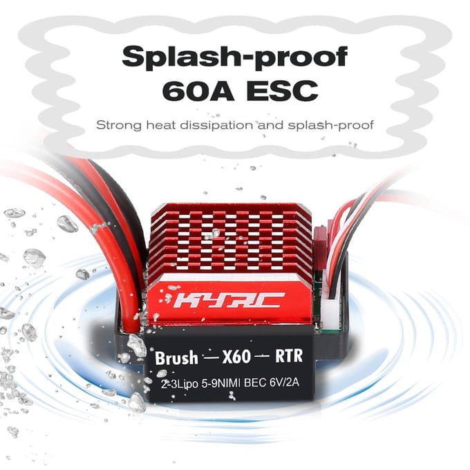 60A ESC télécommande voiture ESC brossé contrôleur de vitesse électrique 6V/2A BEC remplacement pour 1/10 X60