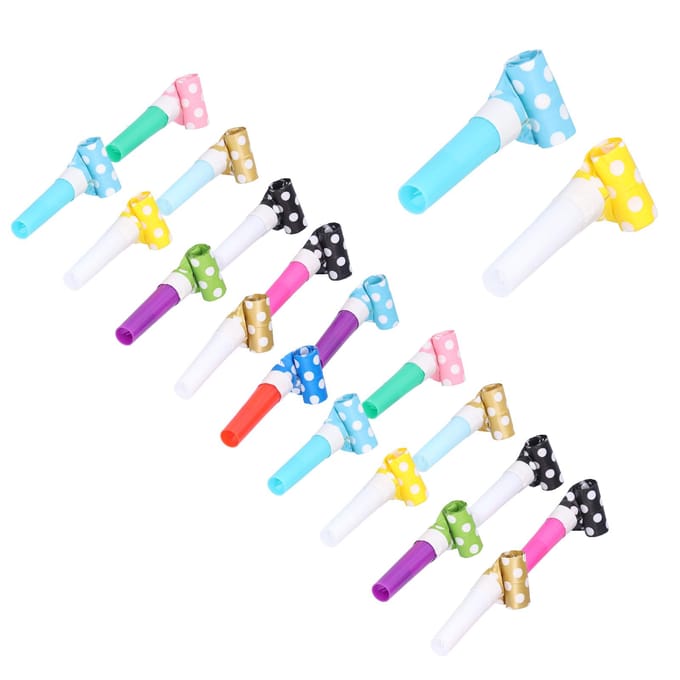 Lot de 20 sifflets de fête colorés, style dessin animé, pour anniversaire white