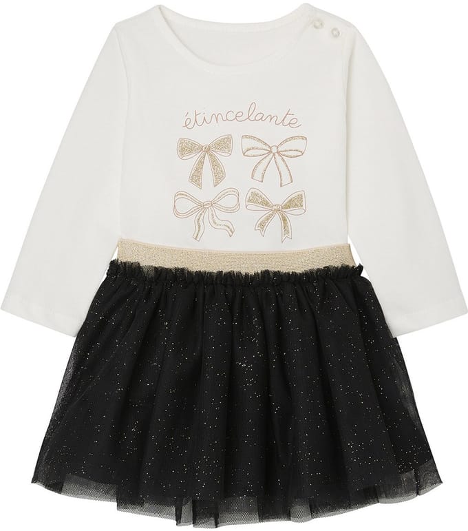 Vertbaudet Babyset voor meisjes, t-shirt, rok met glitter