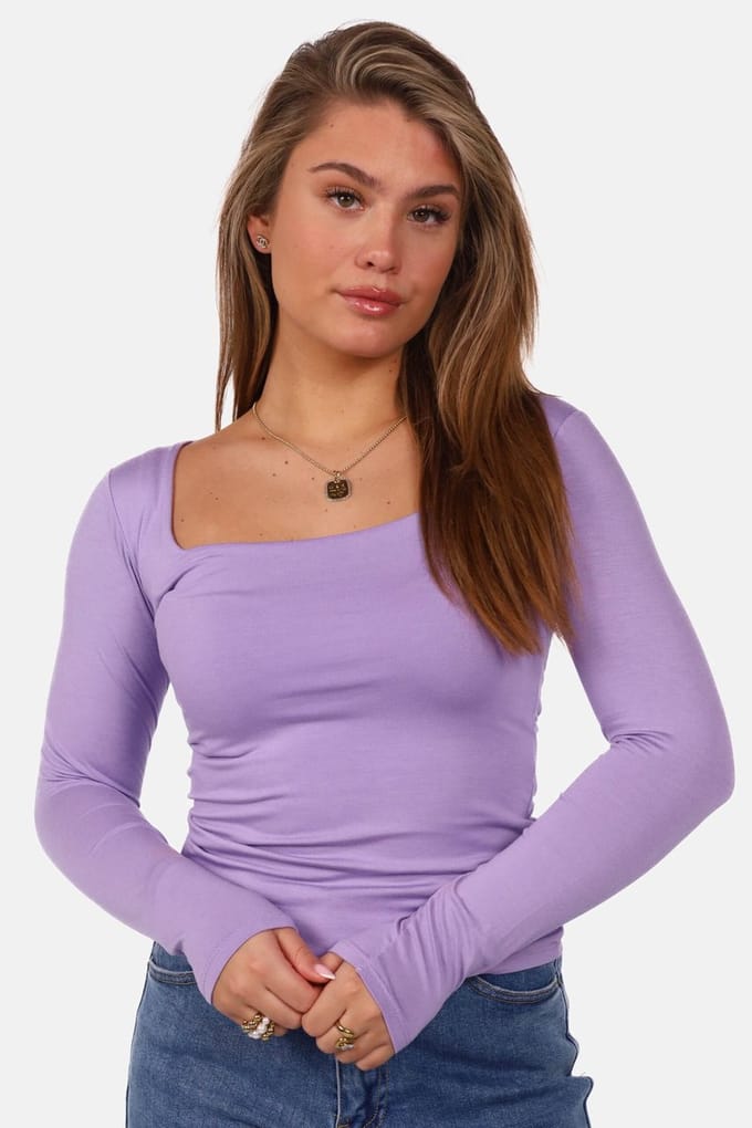 Getdrezzed Top - Maat: XL - Dubbel gevoerde top met vierkante hals lila