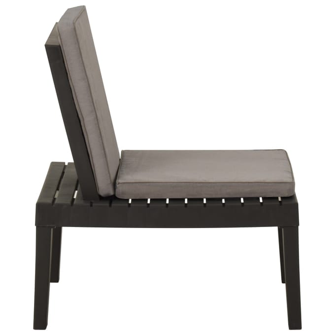 vidaXL - Loungestoel - met - kussen - kunststof - grijs