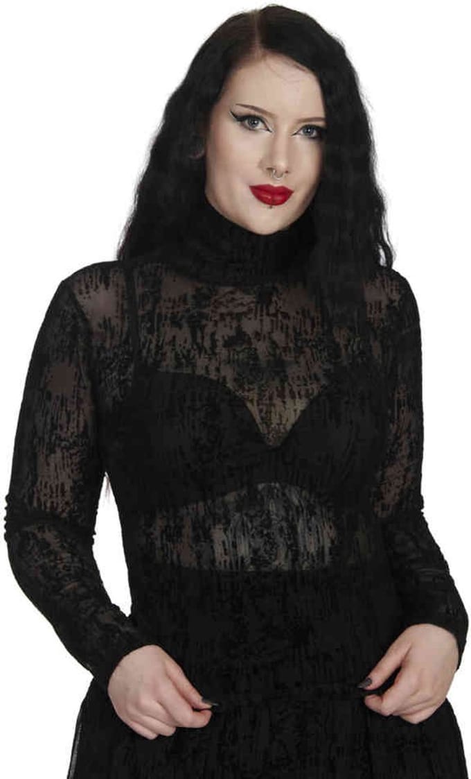 Banned - Lattice Longsleeve top - L - Zwart