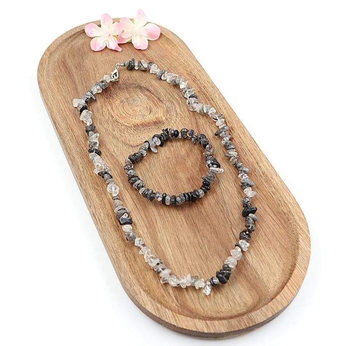 Set splitcollier & splitarmband Tourmalijn Kwarts