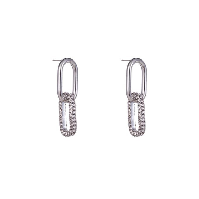 Go Dutch Label Oorknoppen double sparkle chain Zilver