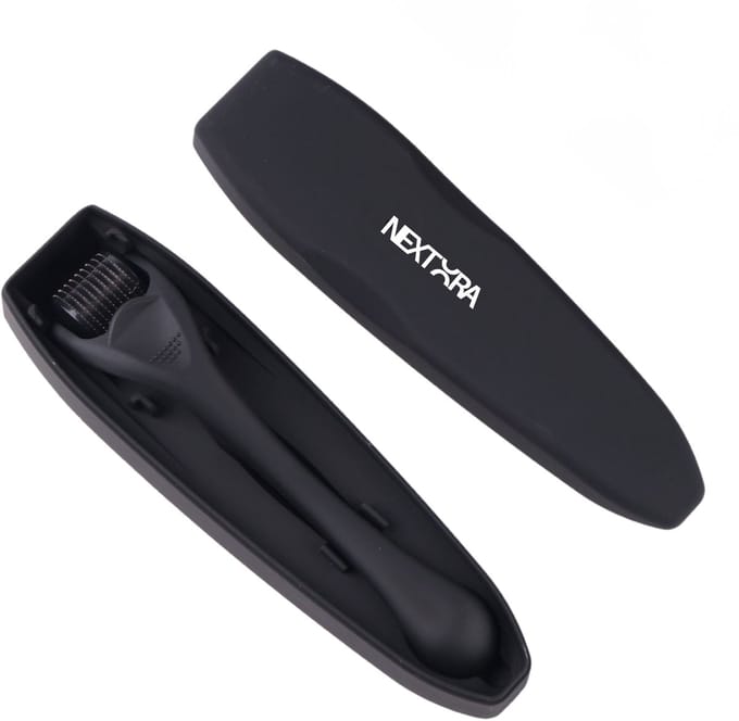 Nextora Dermaroller - Baardroller - Dermaroller Baardgroei - 540 Micro Naalden van 0.50mm - Microneedling roller - Zwart