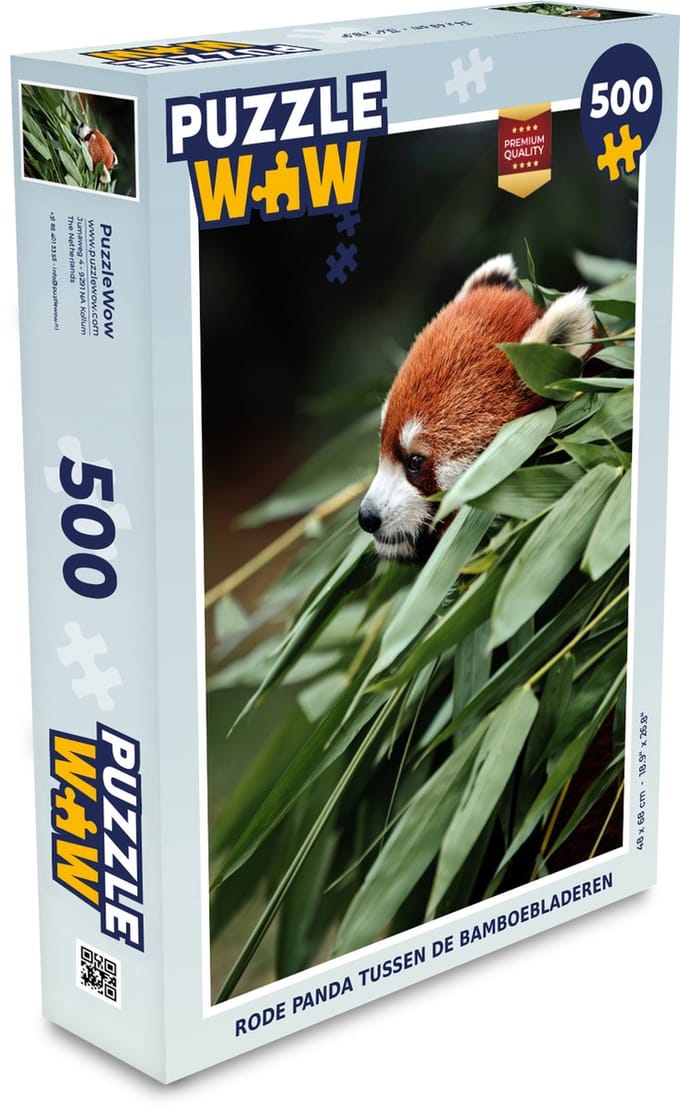 Puzzel Panda - Rood - Plant - Legpuzzel - Puzzel 500 stukjes